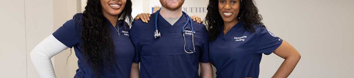 three smiling Marquette MSN students