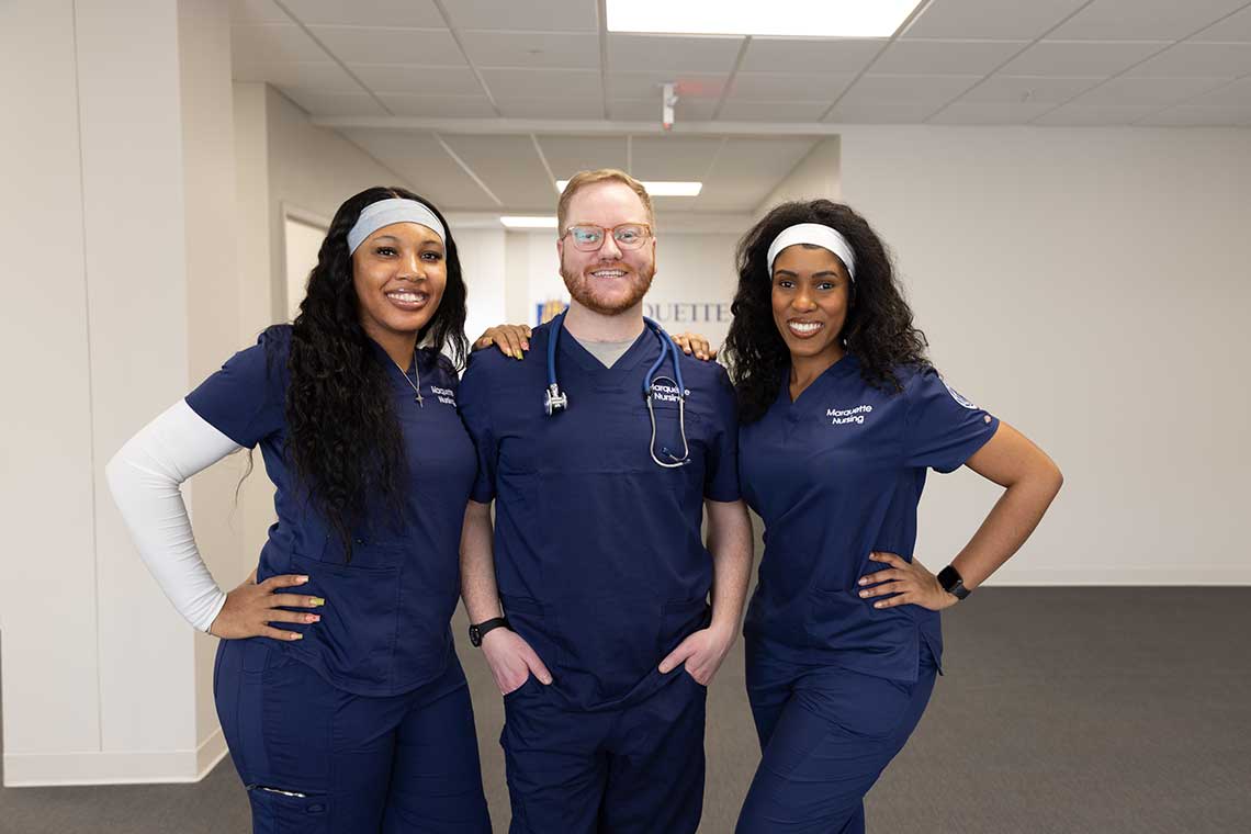 three smiling Marquette MSN students